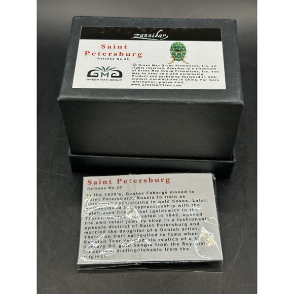 ZANZIBAR Jeweled Russian Style Green Enameled Egg With Stand Trinket Box 3 inch - Picture 9 of 9